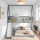preview thumbnail 2 of 22, Twin over Full House Bunk Bed with Slide and Built-in Ladder
