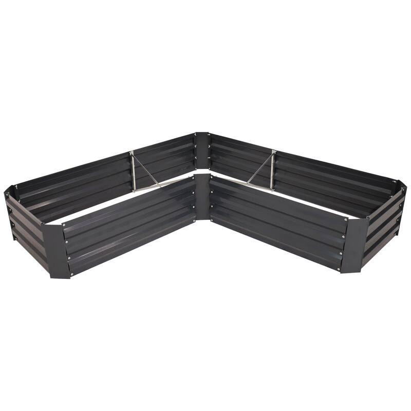 Sunnydaze L-Shaped Galvanized Steel Raised Garden Bed