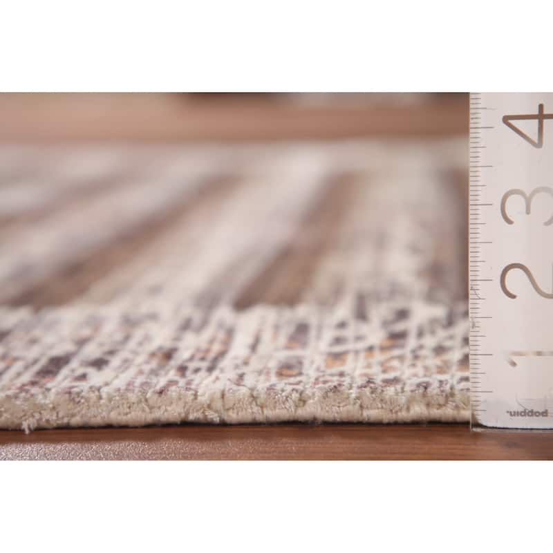 Modern Striped Abstract Accent Rug Wool Carpet - 4'0"x 6'0"