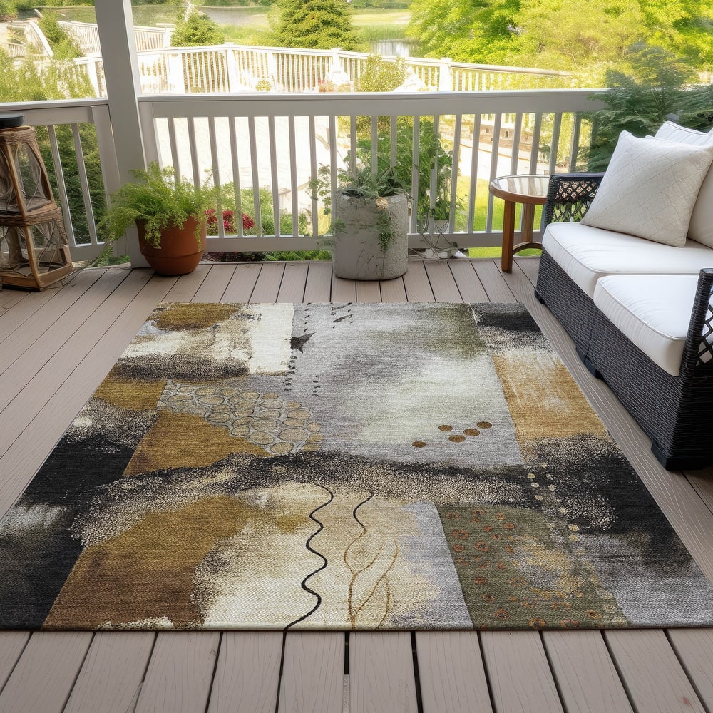 Machine Washable Indoor/Outdoor Modern Abstract Chantille Rug