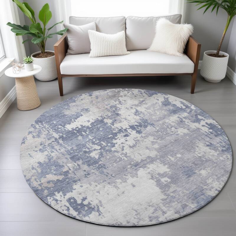 Machine Washable Indoor/Outdoor Contemporary Blend Chantille Rug