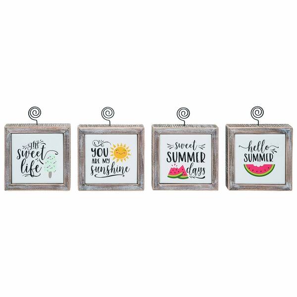 slide 1 of 1, Transpac Wood Summer Fun Photo Clip Decor Set of 4 Spring Home Decorations