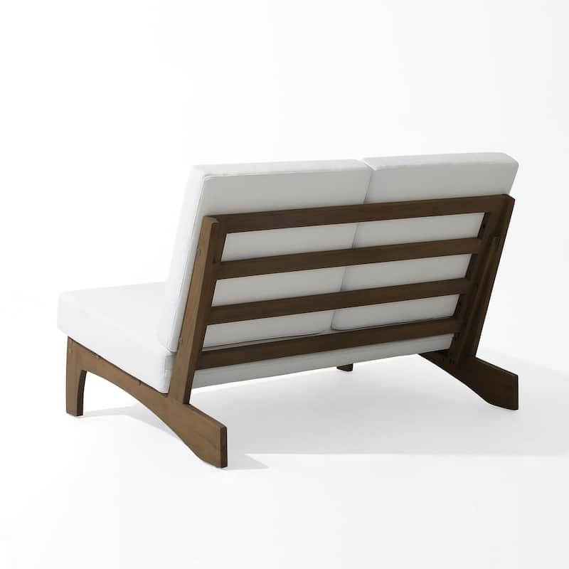 Outdoor Teak Wood Patio Loveseat with Cushions