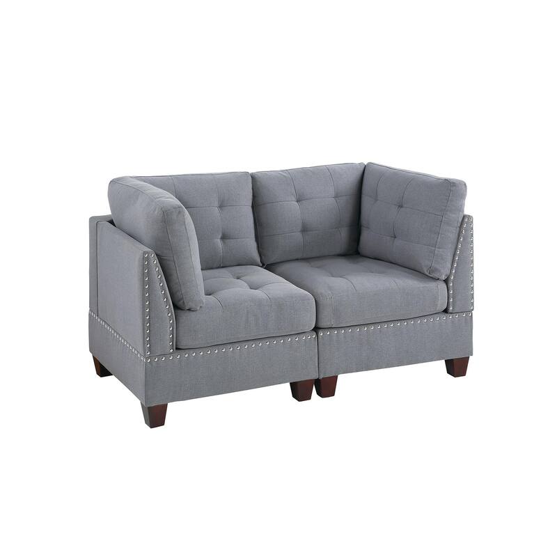 2 - Piece Gray Fabric Modular Set, 64x32x35 inches, 106 lbs