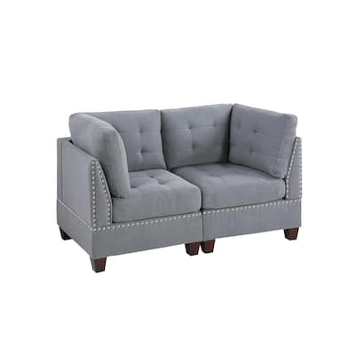 2 - Piece Gray Fabric Modular Set, 64x32x35 inches, 106 lbs