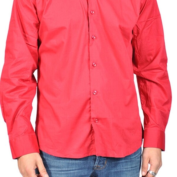 red slim fit button down shirts