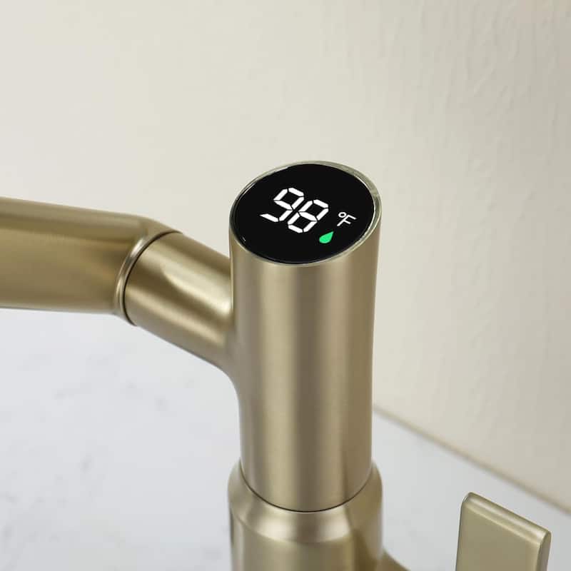 Lefton Rotatable Bathroom Faucet with Temperature Display in Fahrenheit (Batteries-Free), BF2204