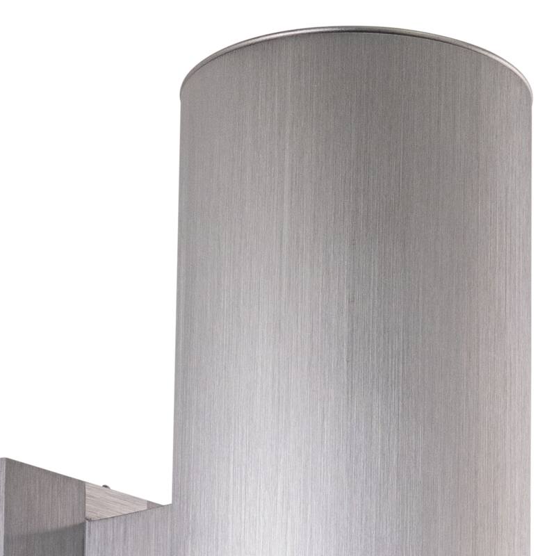 Chiasso Aluminum 2 Light Silver Cylinder Outdoor Wall Lantern Clear Glass - 5-in W x 14.25-in H x 8-in D