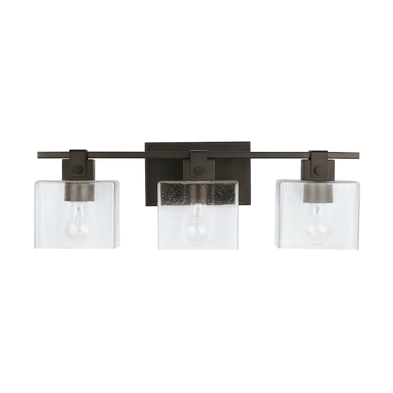 Graham 3-light Oil Rubbed Bronze Bath/ Vanity Fixture w/ Clear Seeded Glass