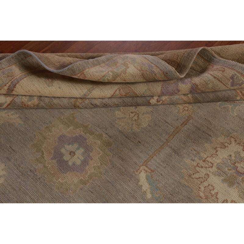 Hand Knotted Oriental 100% Wool Carpet Transitional All-Over Greys & Charcoal Oushak Area Rug - 9' 8'' X 8' 0''