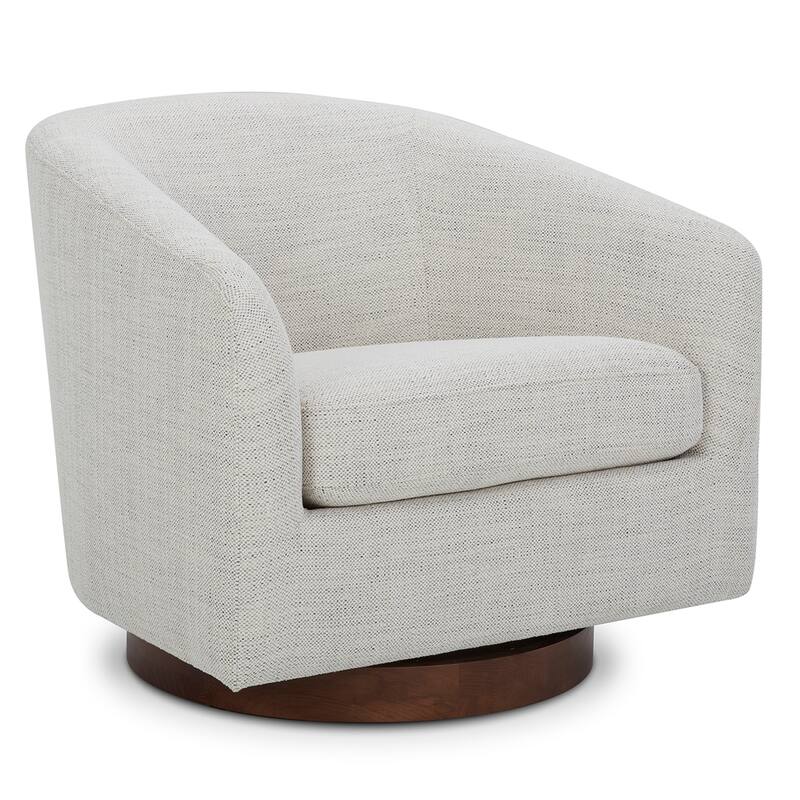 Spruce & Spring Liam Swivel Accent Chair - Single - Ivory White-Fabric