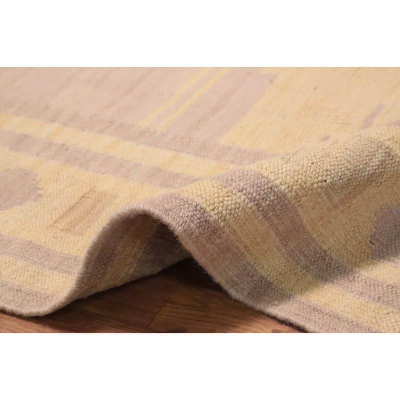 Hand Woven Oriental 100% Wool Carpet Southwestern Tribal Yellow & Gold Kilim Area Rug - 5' 11'' X 4' 0''