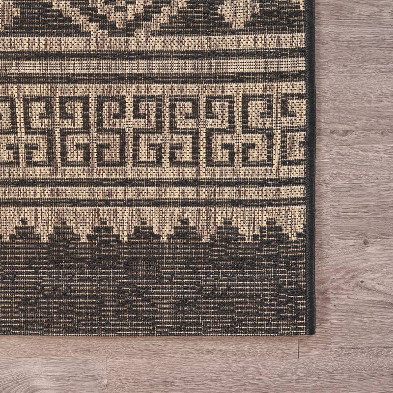 Sevita Sadie Geometric Black/Brown Indoor/Outdoor Area Rug