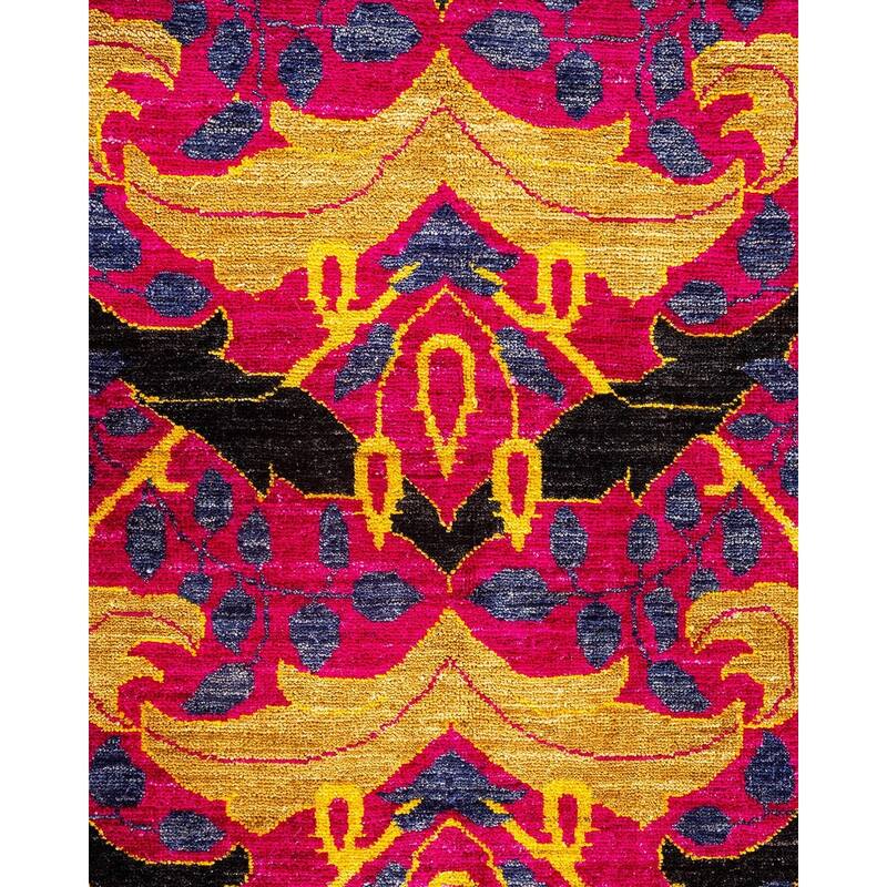 Overton Handknotted Wool Vintage Inspired Contemporary Arts & Crafts Black Area Rug - 17' 10" x 11' 10"