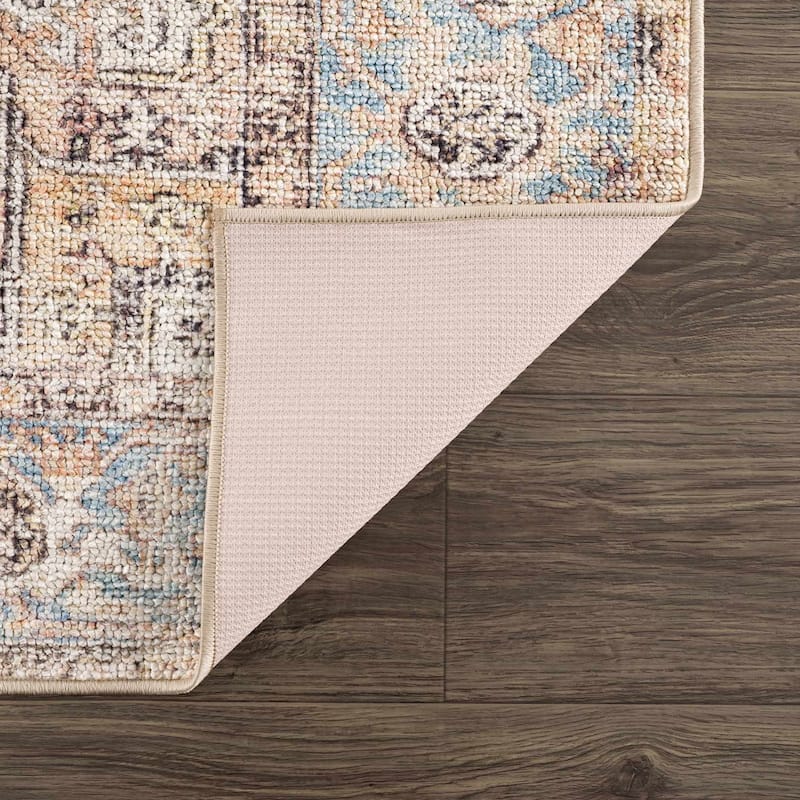 Reseca Oriental Traditional Vintage Distressed Machine Washable Area Rug