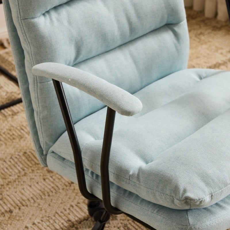24.4 Inch Upholstered Swivel Office Chair With Leg Pegs And Wheels