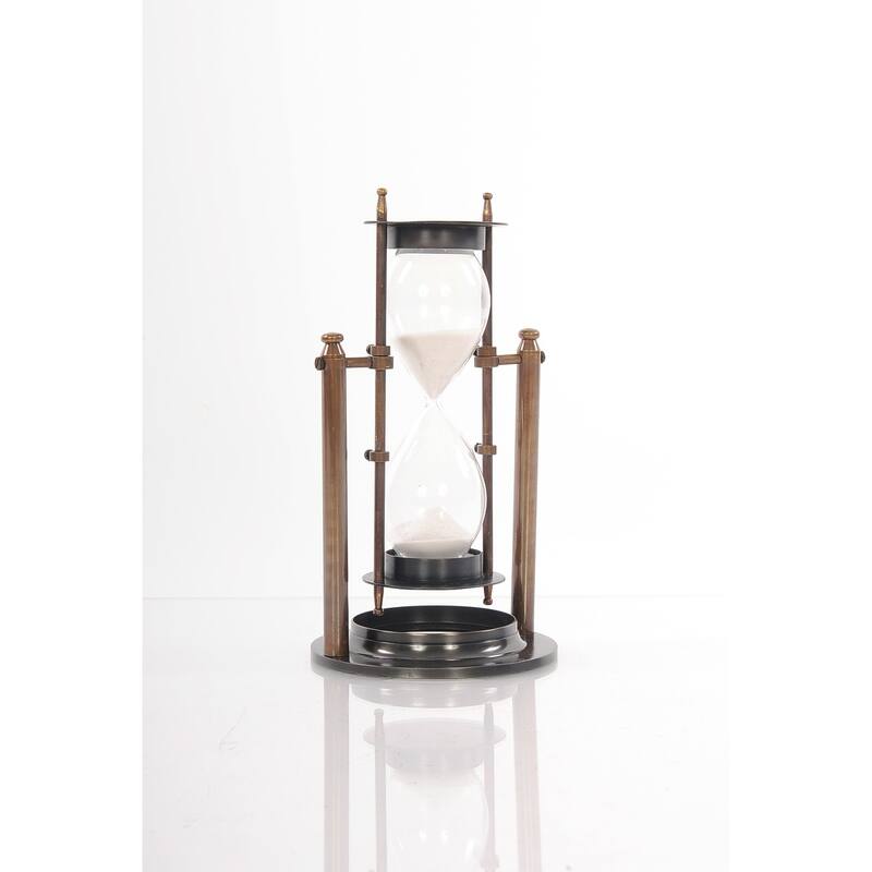 4.5" x 4.5" x 8.5" Brass Revolving Sandtimer