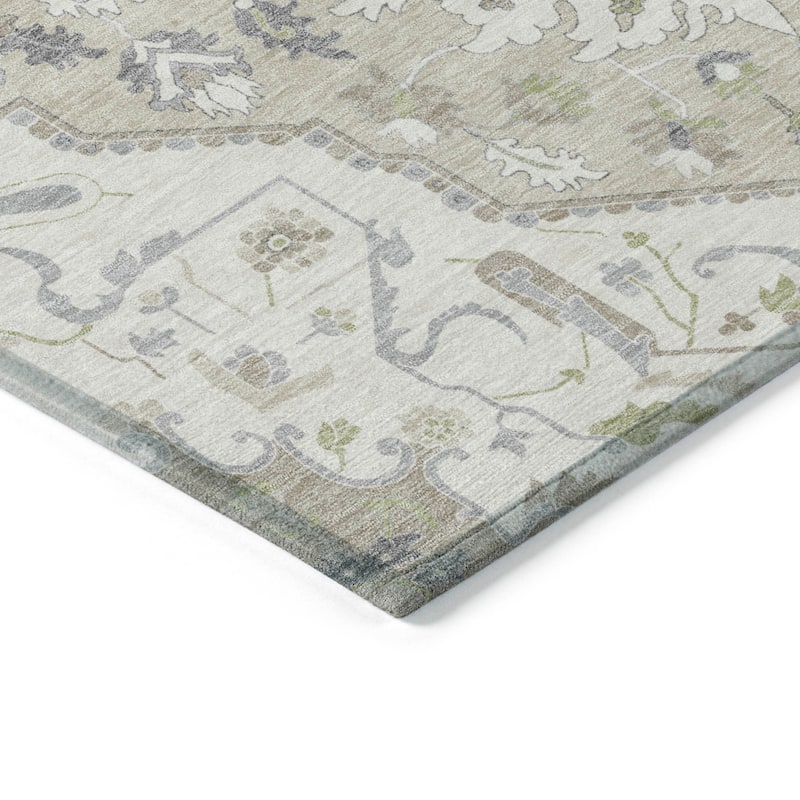 Machine Washable Indoor/ Outdoor Traditional Medallion Chantille Rug