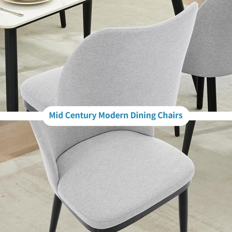 Set of 2 Upholstered Dining Dining Chair with Velvet/Linen Padded Seat and Wood Legs