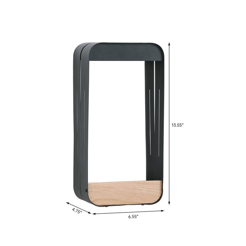 Outdoor Solar LED Wall Lantern Metal Wood-grain Shelf Sconce