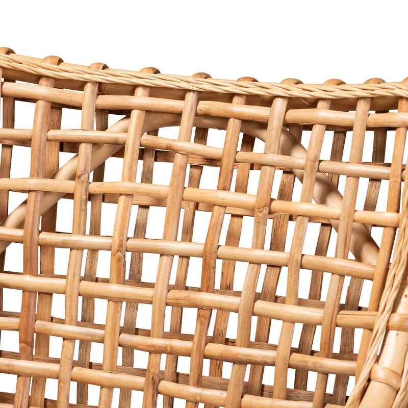 Saoka Modern Natural Brown Finished Wood and Rattan Dining Chair