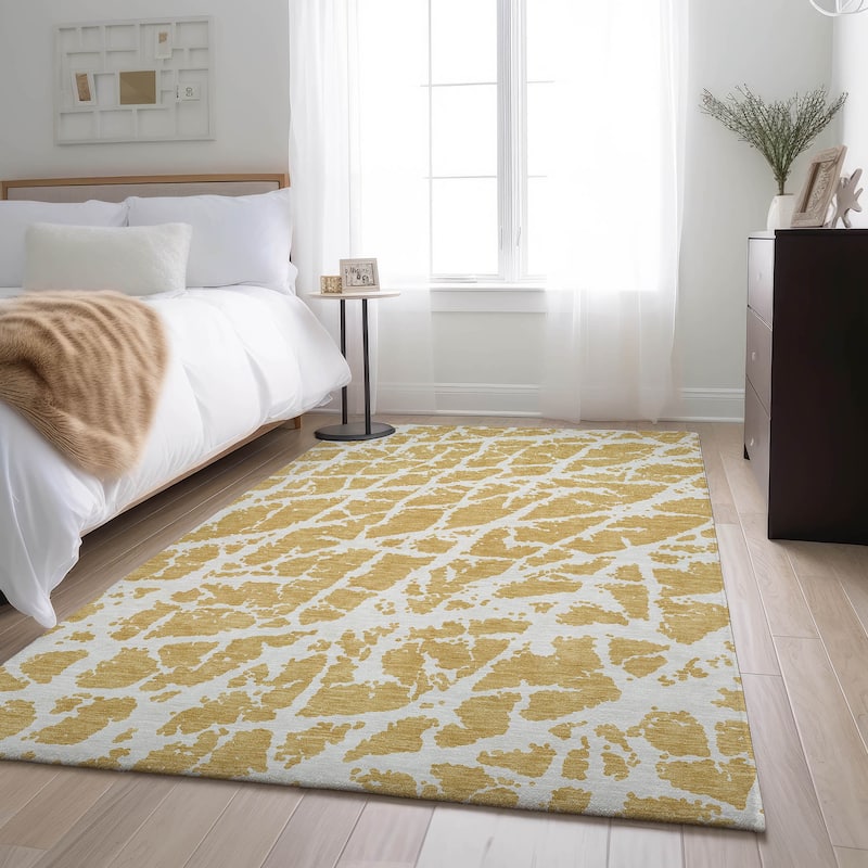 Premium Washable Super Soft Modern Crackle Mayfield Rug - Gold - 5' x 7' 6" - Rectangle