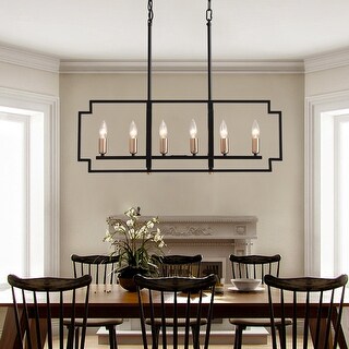 Black and Gold Linear Chandelier for Dining Room Island - Bed Bath ...