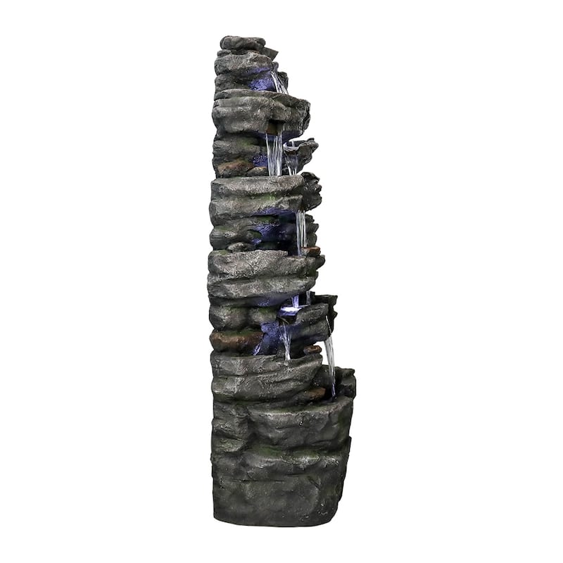 Large Outdoor Water Fountain - 47.2" H 9-Tier Outdoor Garden Fountain