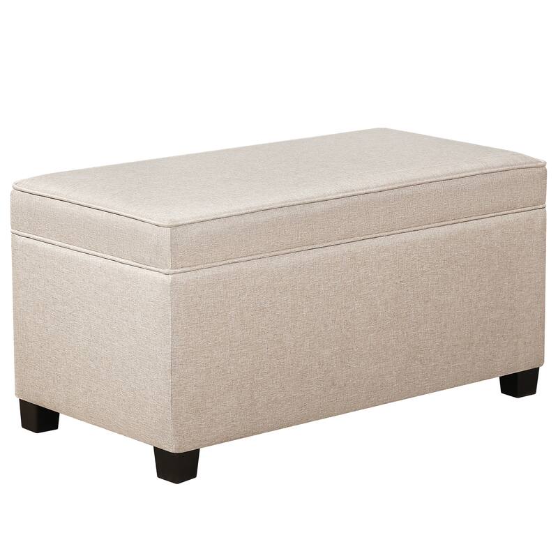 Adeco Linen Storage Ottoman Bench for Entryway or Bedroom