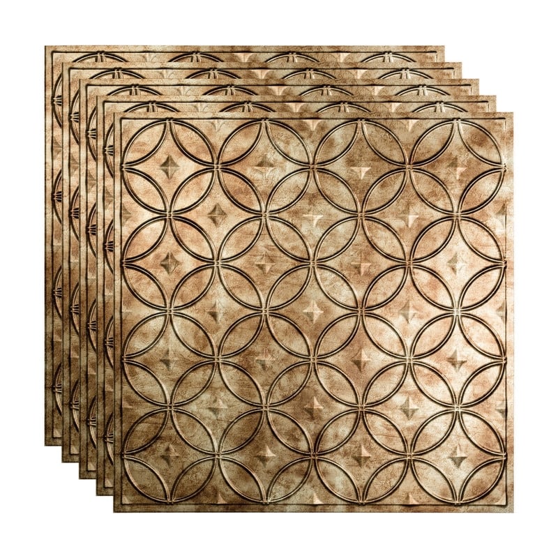 FASÄDE Rings Decorative Vinyl 2ft x 2ft Lay in Ceiling Panel in Bermuda Bronze (5 Pack) - 5 Pack - Bermuda Bronze