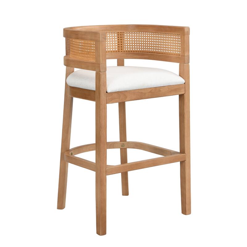 Christopher Knight Home-Glovers Wood And Rattan Upholstered Bar Stools Set of 2