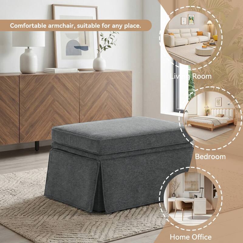 Skirted Rectangular Flip-Top Storage Ottoman