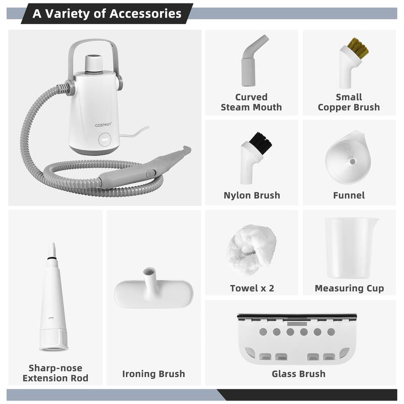 Costway 1000W Multifunction Portable Hand-held Steam Cleaner W/10 - 5.5'' x 5'' x 10''