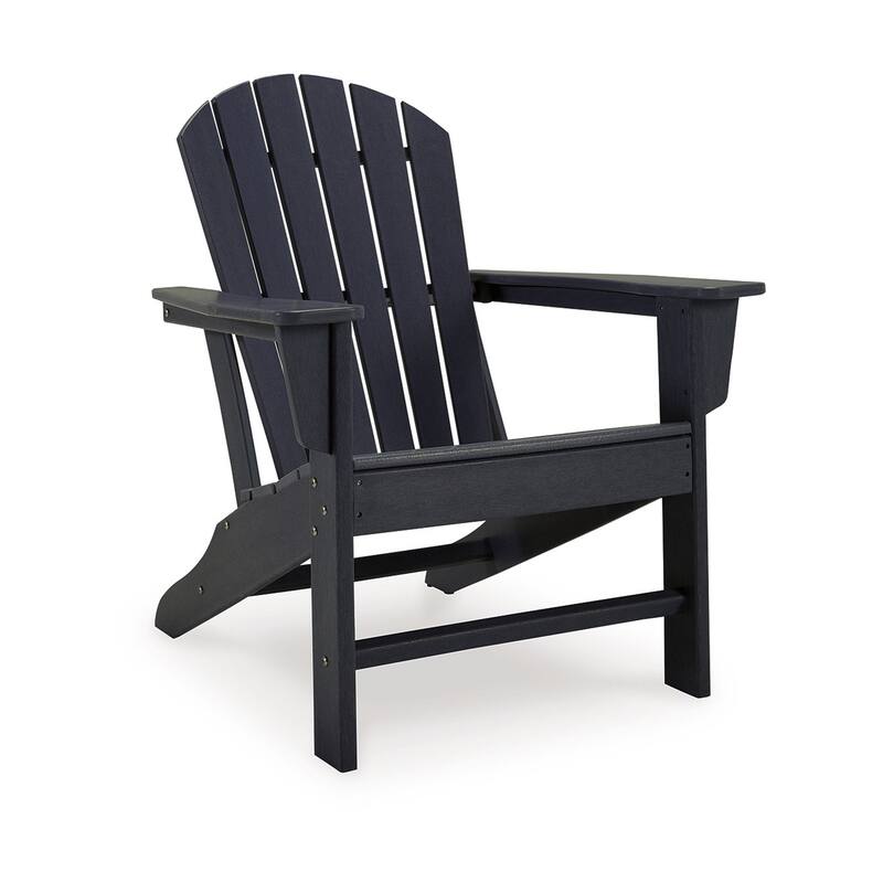 Sami 33 Inch Outdoor Chair, Slatted Design, Adirondack, Black Finish