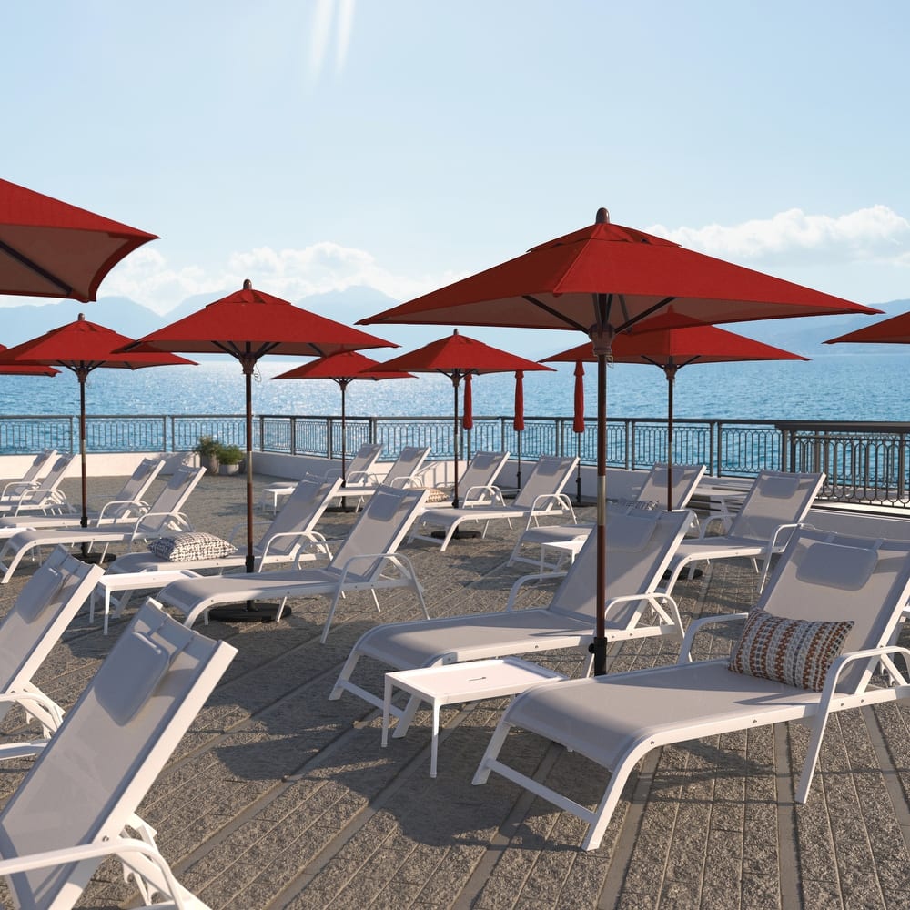 Port Lavaca 6ft Square, Sunbrella Fabric Wooden Patio Umbrella by Havenside Home, Base Not Included