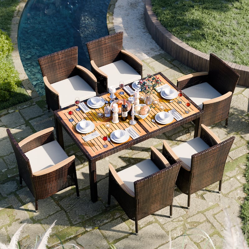Futzca Outdoor Patio Dining Set with Table and Chairs, 5 Or 7 Pieces - N/A