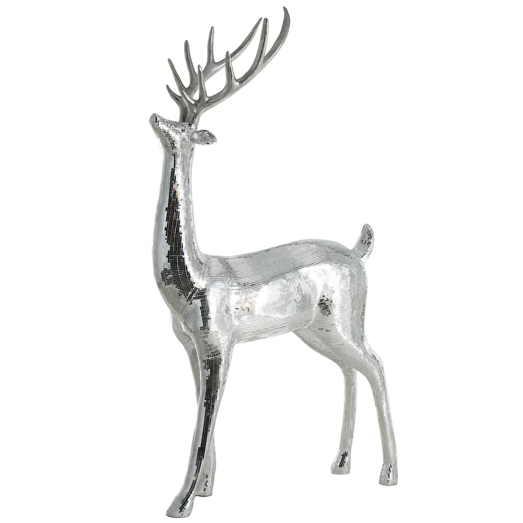 Fiberglass Reindeer Floor Christmas Sculpture with Mosaic Pattern - Silver or Copper - Roche River Decor