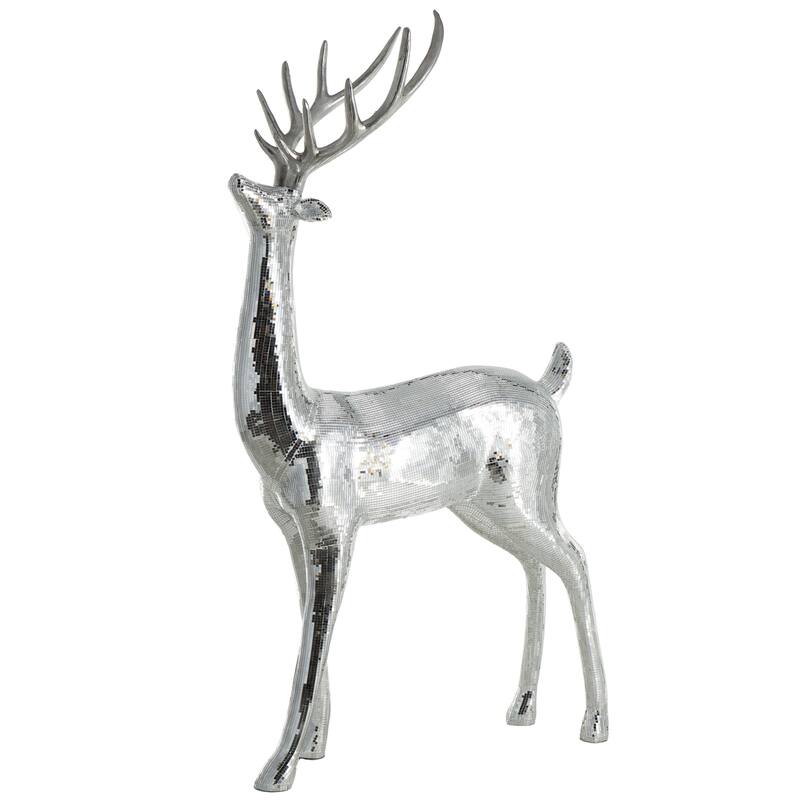 Silver or Copper Fiberglass Floor Reindeer Decorative Christmas Sculpture with Mosaic Pattern
