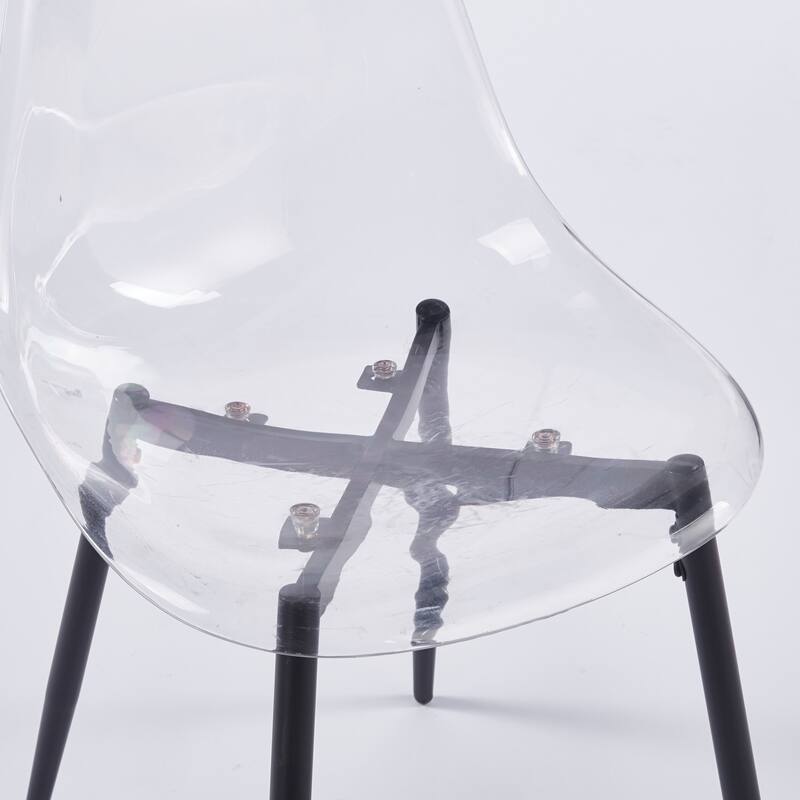 5-Piece Set, Pedestal Dining Table and 4 Transparent Plastic Chairs