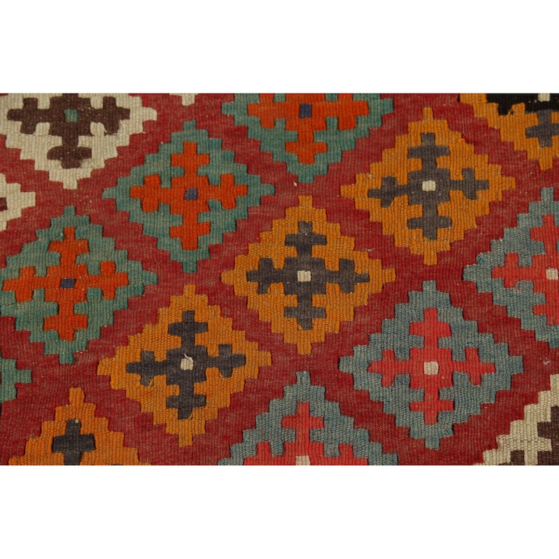 Vegetable Dye Kilim Qashqai Nomadic Persian Vintage Wool Carpet - 5'5"x 8'11"