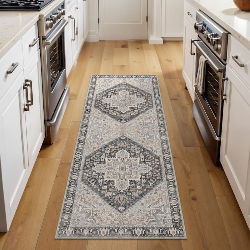 Mcow Vintage Boho Distressed Chenille Low-Pile Area Rug