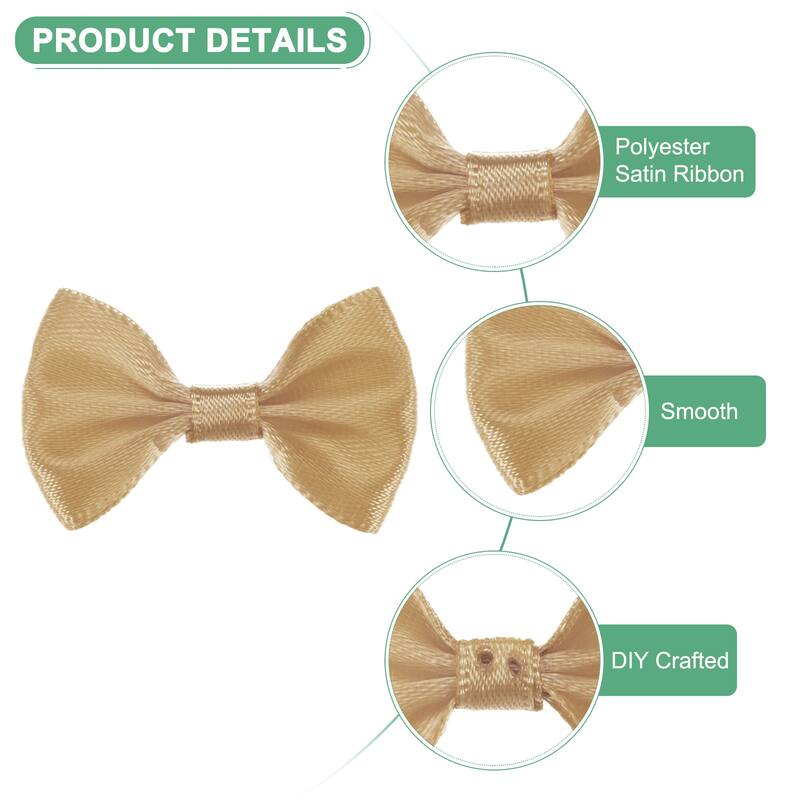 120-Pack Mini Craft Ribbon Bow 1.5x1 Inch for Craft DIY - Champagne