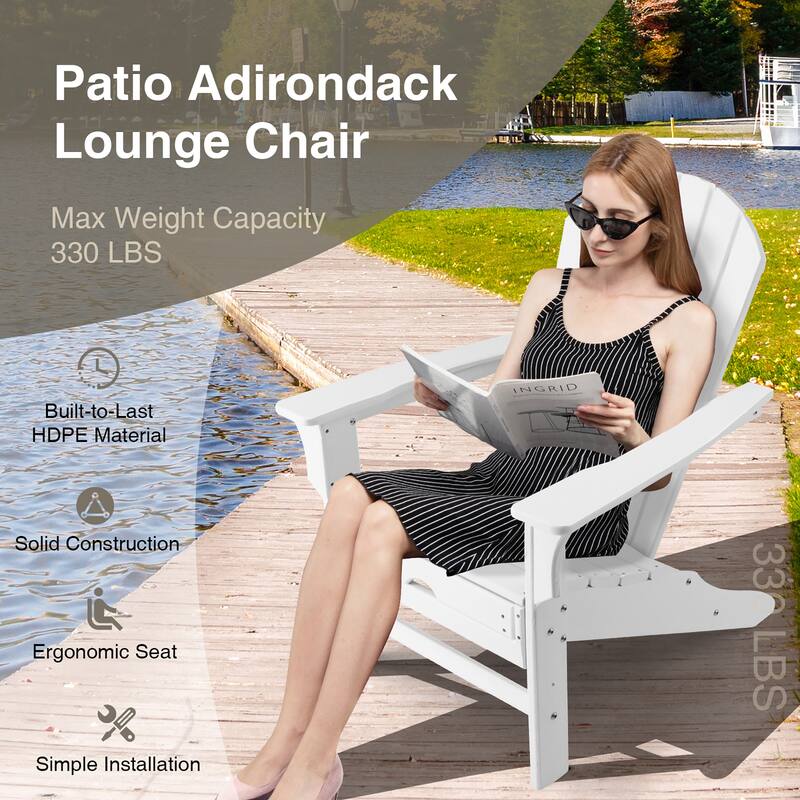 Costway 2 PCS Outdoor Patio HDPE Adirondack Chair Beach Seat - 29''x 53''x 37.5''