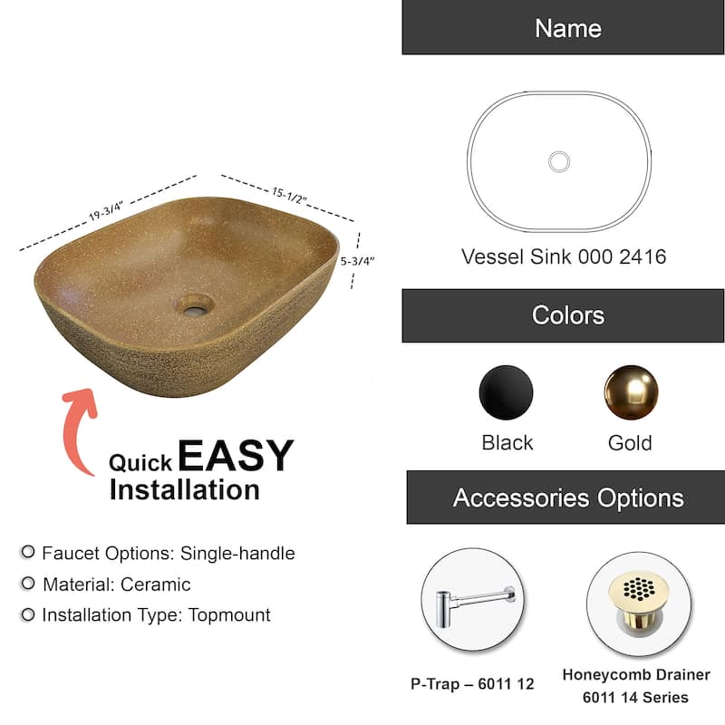 Dowell Ceramic Vessel Sink - Oval