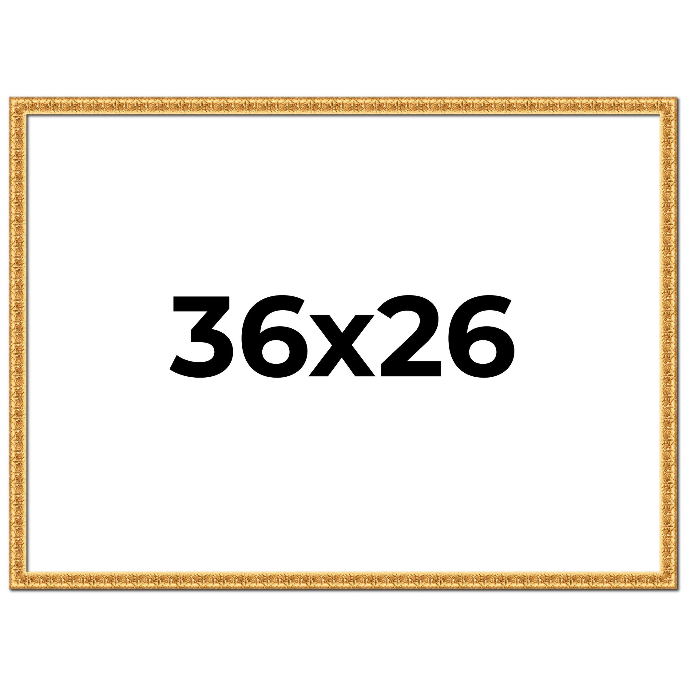 36x26 Frame Gold Real Wood Picture Frame Width 1 inches | Interior