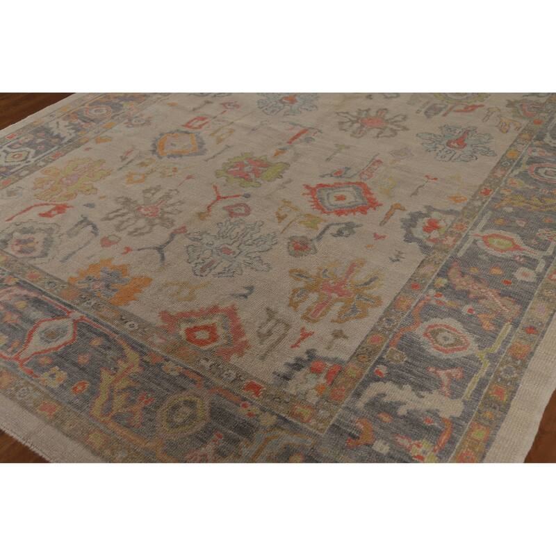 Hand Knotted Oriental 100% Wool Carpet Transitional All-Over Beige & Ivories Oushak Area Rug - 10' 0'' X 7' 11''