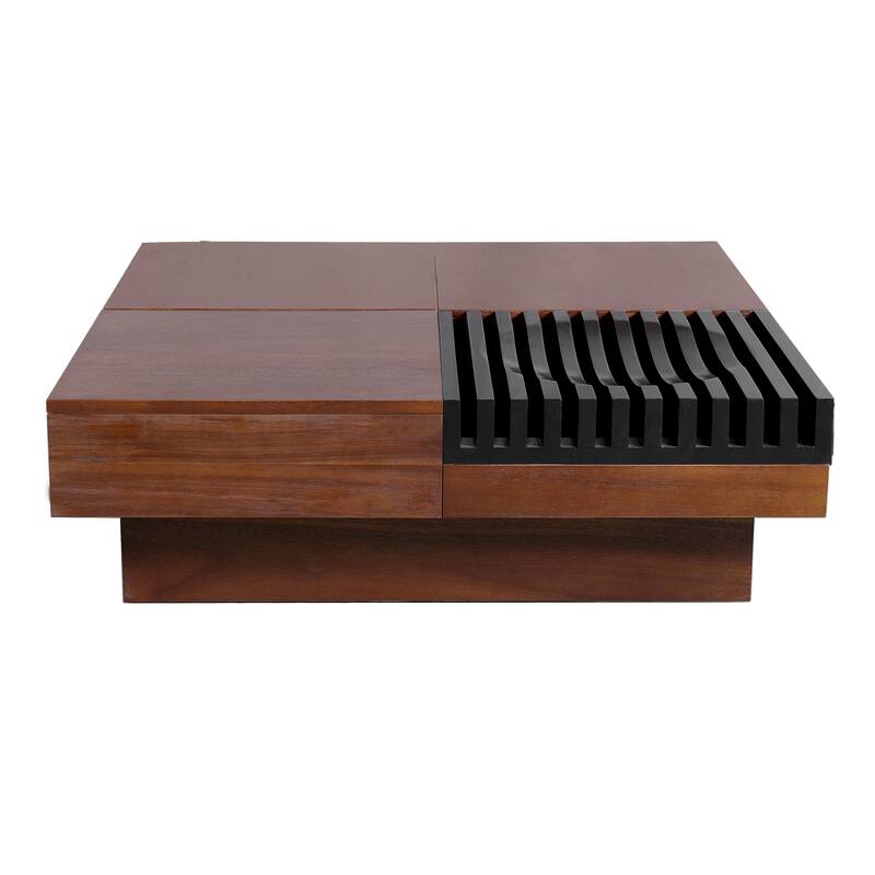 Italian Retro - INSPIRED ACACIA WOOD STORAGE COFFEE TABLE ,BROWN & BLACK COLOR