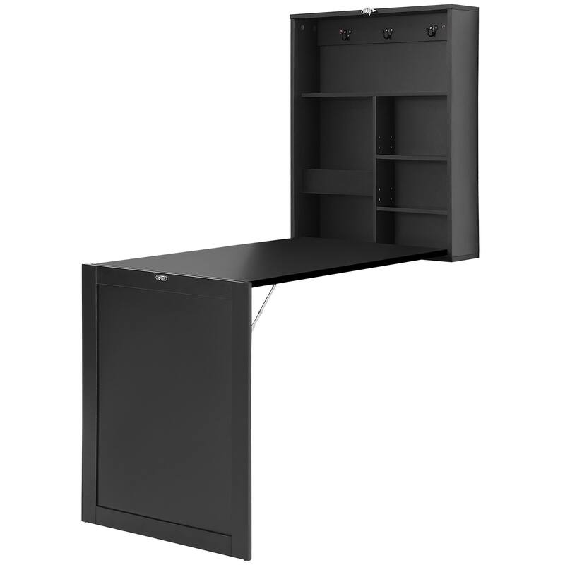 Wall Mounted Floating Desk for Home Office, Space Saving with Storage Shelves and Cubby - 23.62x 6.5x29.53 inch