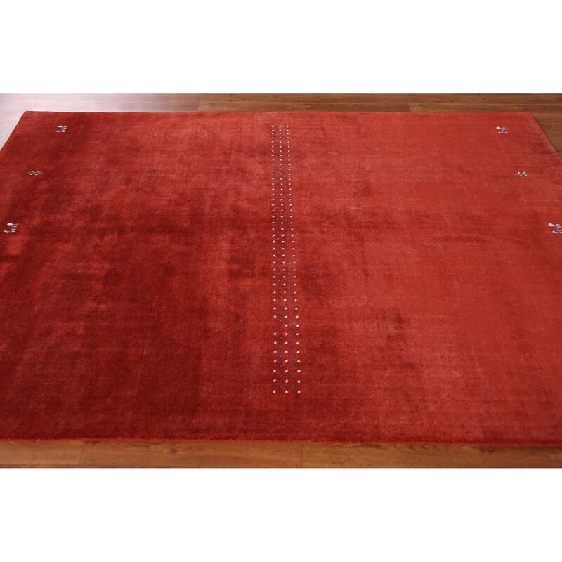 Hand Knotted Oriental 100% Wool Carpet Tribal Animal Pictorial Oranges & Rust Gabbeh Area Rug - 7' 7'' X 5' 3''