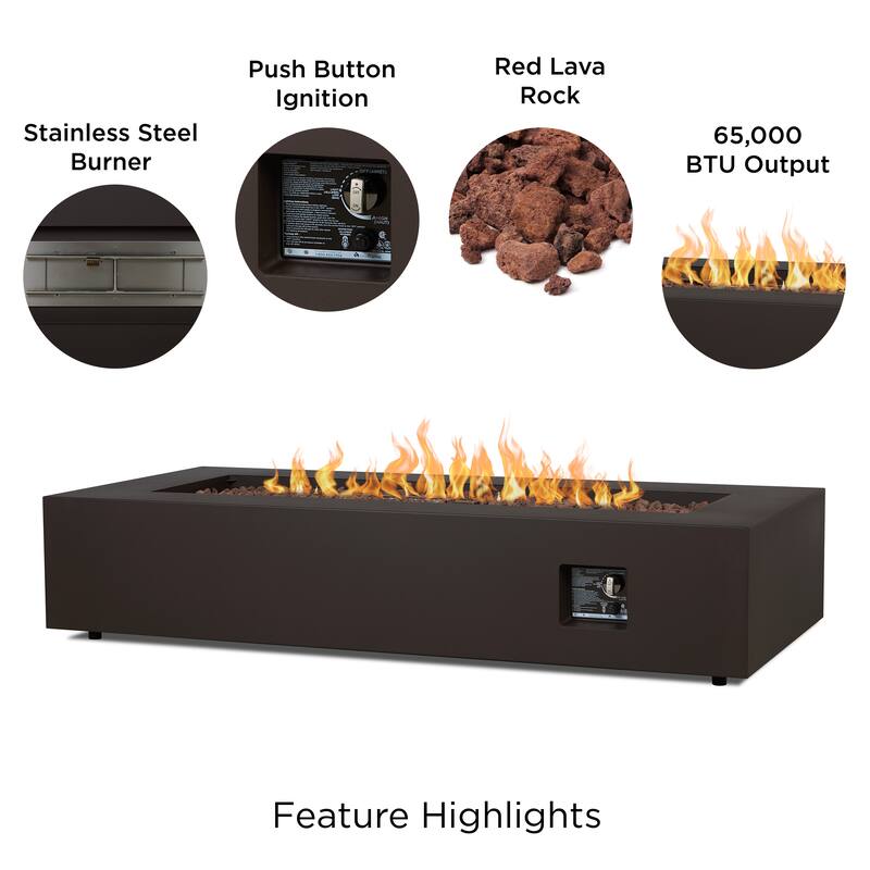 Aegean 70" Rectangle Fire Table Propane or Natural Gas by Real Flame